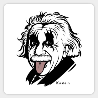 tshirt mug, sticker, print, about kiss Band and Einstein combined KISStein Sticker
